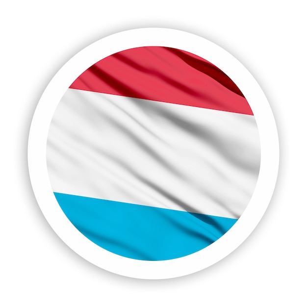 PSD luxembourg waving flag with white rounded circle frame