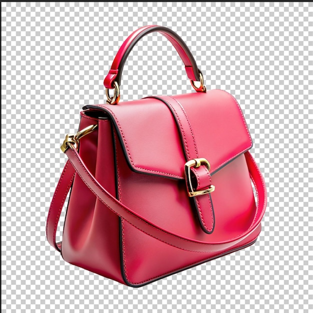 Luxurious beautiful pink leather female bag on a white background