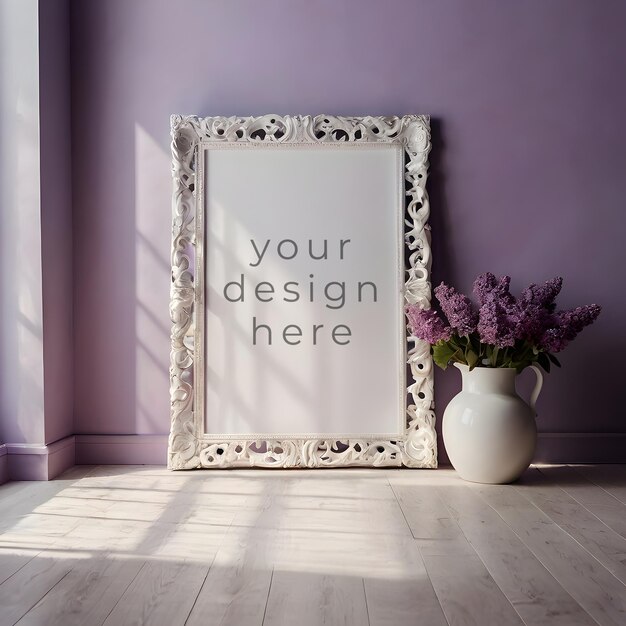 PSD luxurious blank poster wall art frame mockup for photographic and artistic presentations