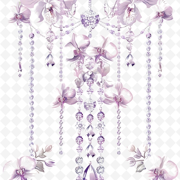 Luxurious Chain Decorated With Hanging Crystal Chandeliers a PNG Natural Inspired Flat Borderline