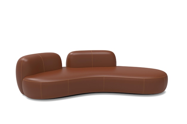 Luxurious classic and modern brown leather sofa on a white background Furniture series