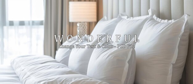 Luxurious and Comfortable Bed with White Pillows and Bedding