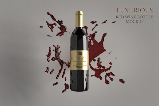 PSD luxurious and elegnat red wine bottle design mockup