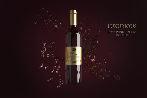 PSD luxurious and elegnat rose wine bottle design mockup