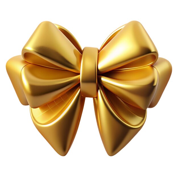 PSD luxurious gold 3d plastic bow with glossy shine and sparkling glitter ideal for festive gift wrappi