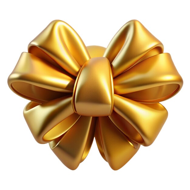 PSD luxurious gold 3d plastic bow with glossy shine and sparkling glitter ideal for festive gift wrappi