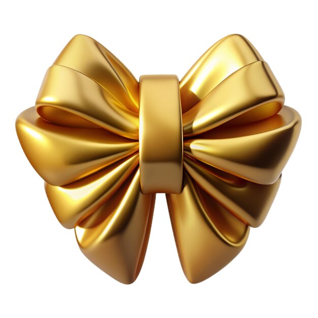 PSD luxurious gold 3d plastic bow with glossy shine and sparkling glitter ideal for festive gift wrappi