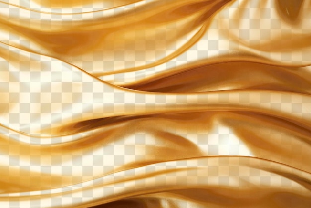 Luxurious golden silk waves fabric texture png overlay effect transparent background