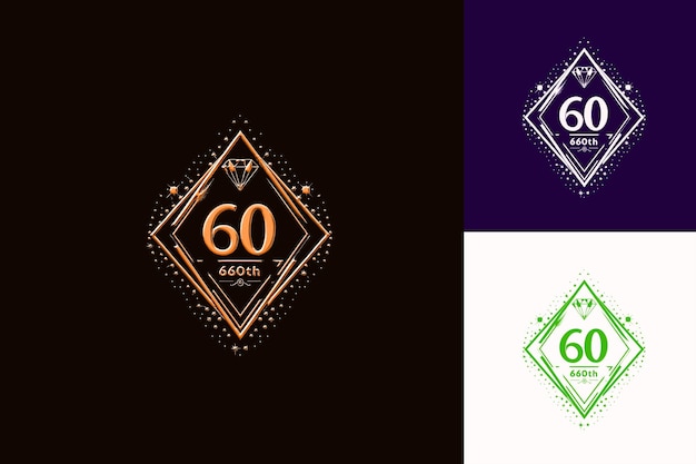 Luxurious Logo With Text 60Th Emblem Logo With a Jewel Shape Vector Abstract Design Collections