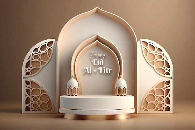 Luxurious podium in Islamic style happy Eid AlFitr