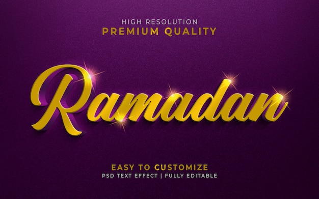 Luxurious Ramadan 3d text style effect mockup