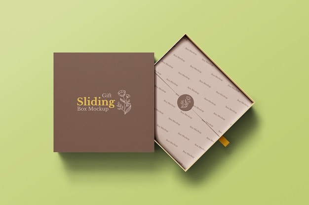 Luxurious Sliding gift box Top view PSD mockup