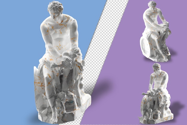 Luxurious white marble and gold statue of Ludovisi Ares perfect for fashion apparel promotion