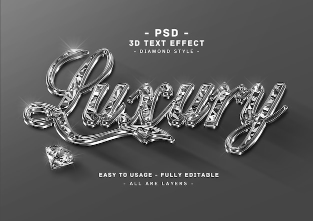 Luxury 3d black diamond text effect