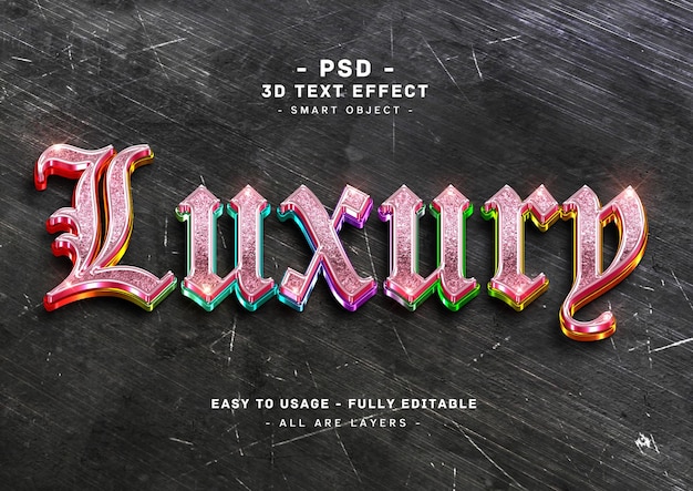 Luxury 3d pink colors text effect