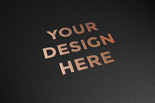 luxury 3d text effect on black paper mockup