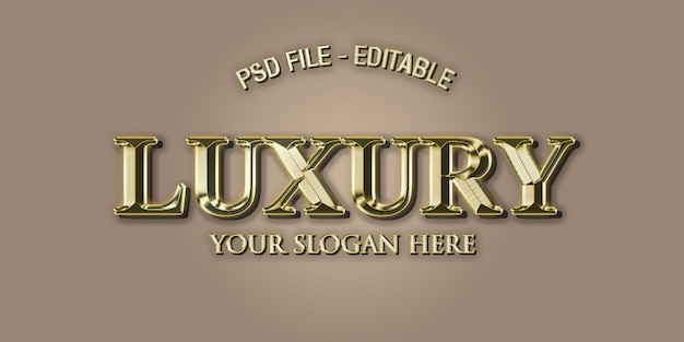 luxury 3d text effect style in gold