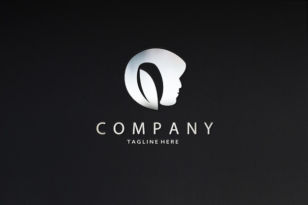 Luxury beauty chrome sign logo mockup