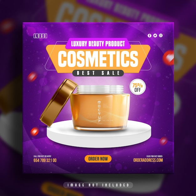 Luxury beauty cosmetics products sale banner for social media and instagram post