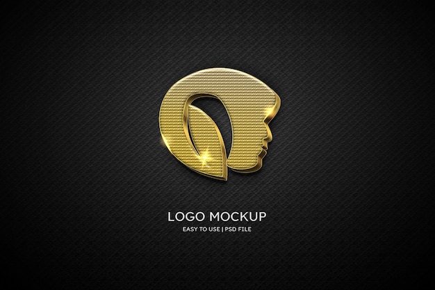 Luxury beauty logo mockup gold wall