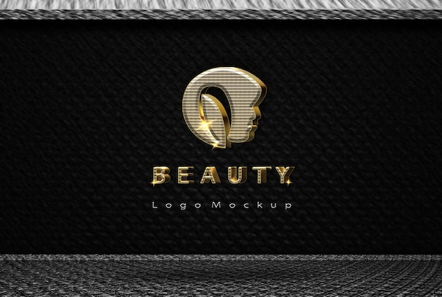 Luxury beauty metallic 3D wall logo mockup