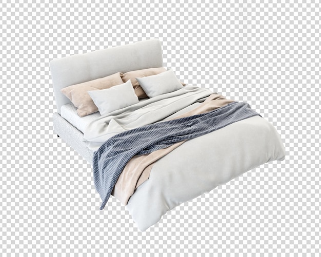 Luxury bed in 3d rendering isolated