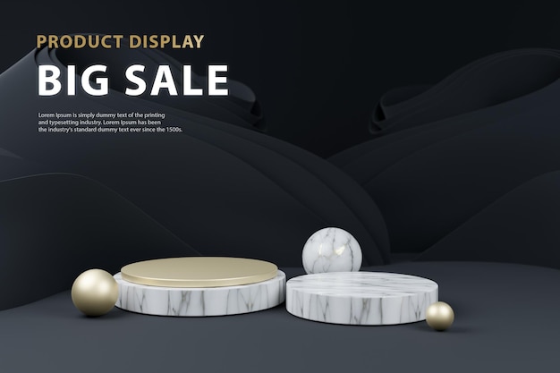 Luxury Big Sale Product Stage Presentation Display Background with Marble and Gold Template Mockup