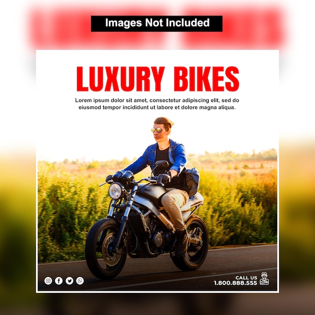 PSD luxury biker time social media post design