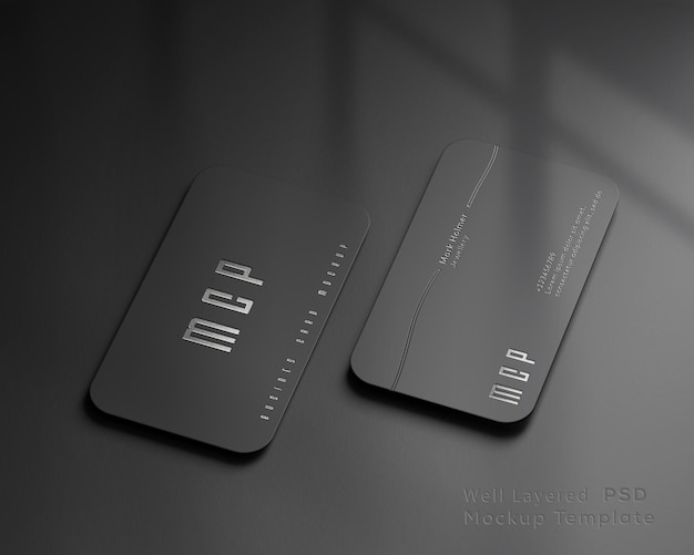 Luxury Black Business Card Mockup Fully Editable Gold and Silver Bevel Letter Press Effect