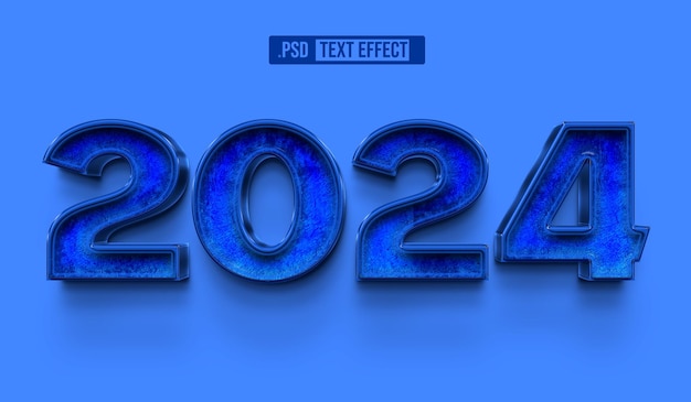 Luxury Blue 2024 3D Text Style Effect