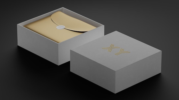 Luxury brand logo mockup on white box for brand identity