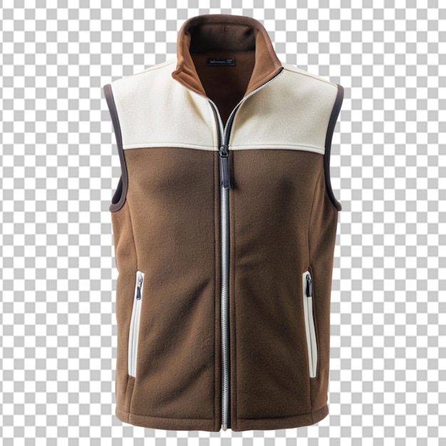 PSD luxury brown and white vest men fleece transparent background