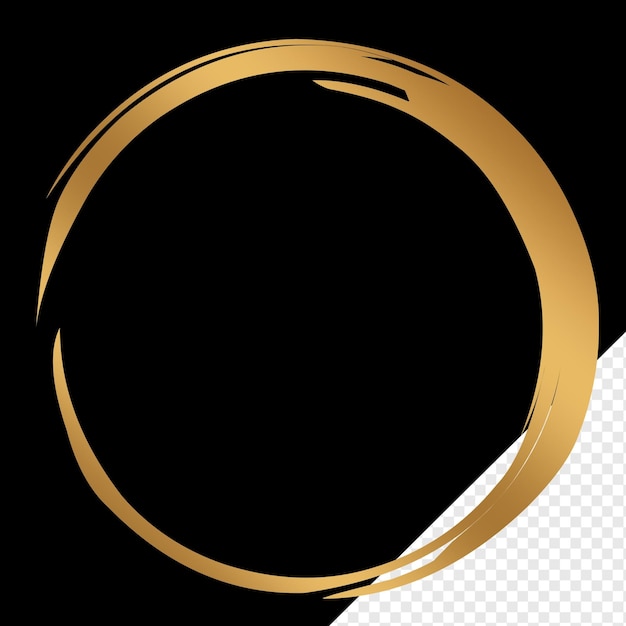 PSD luxury brush stroke frame circle design element gold basic shape circle frame brush stroke golden