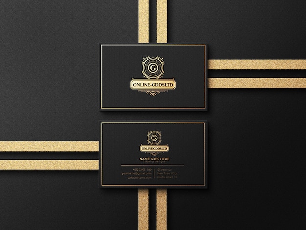 PSD luxury business card logo mockup with embossed and debossed effect