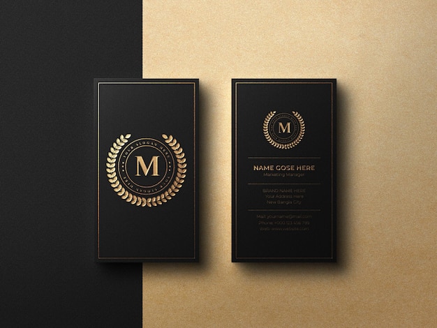 Luxury business card logo mockup with embossed and debossed effect