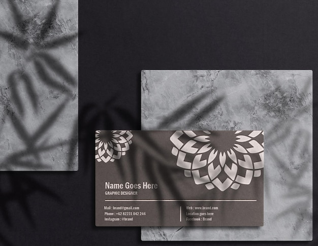 Luxury Business Cards Embossed Mockup With Podium