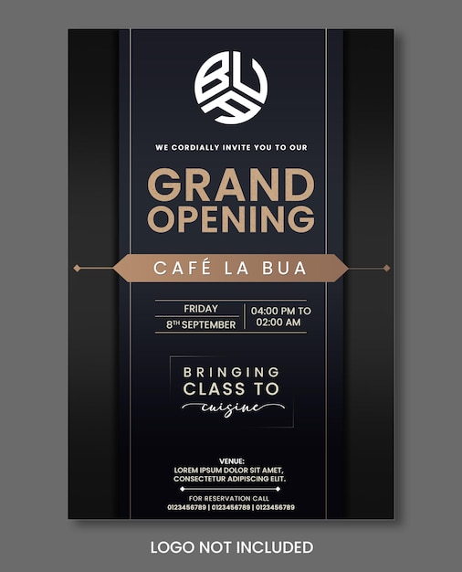 PSD luxury cafe grand opening card template