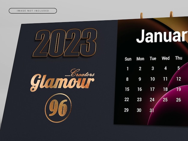 Luxury calendar mock-up new year 2023