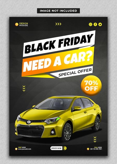 Luxury car black friday Instagram post and flyer template