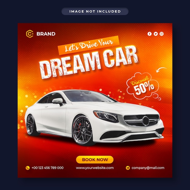 Luxury car rental promotional instagram banner or social media post template