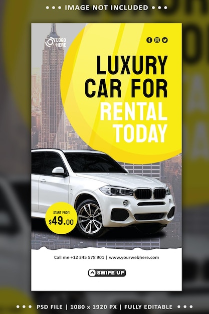 Luxury car rental social media post banner template