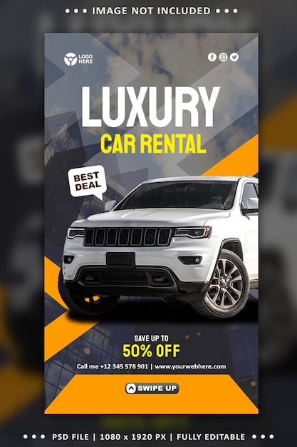 Luxury car rental social media story post template