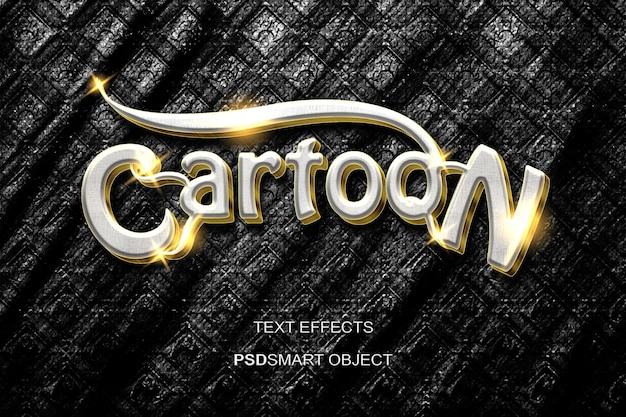 Luxury cartoon gold 3D text style mockup