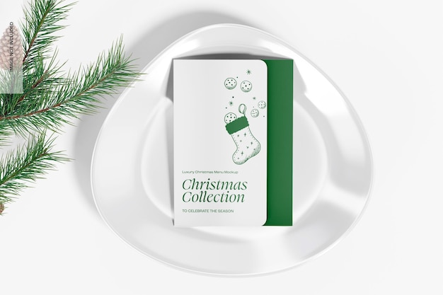 Luxury Christmas Menu Mockup, Top View