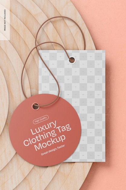 Luxury Clothing Tag with Spiral Podium Mockup Perspective