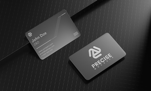 Luxury dark business card and logo mockup with stamping effect