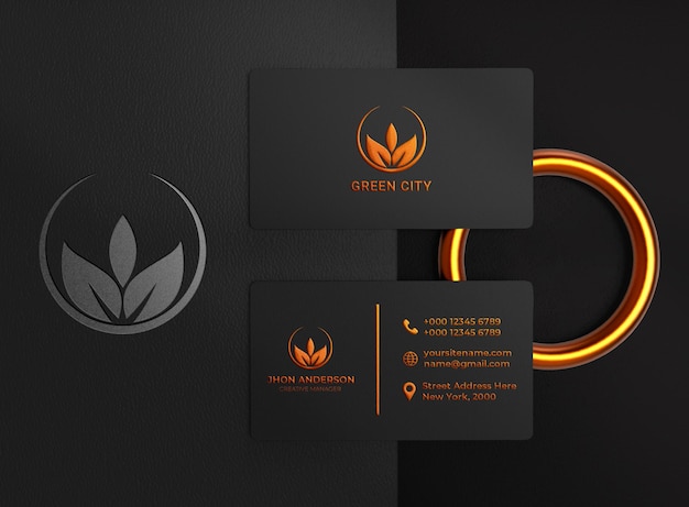 Luxury Dark Business Card Logo Mockup