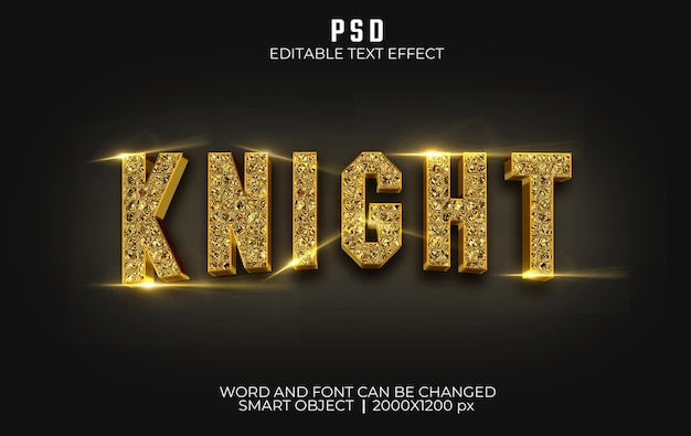 Luxury dark knight gold 3d editable text effect