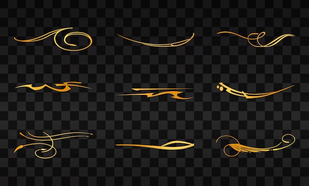 Luxury decorative underline design set on transparent background