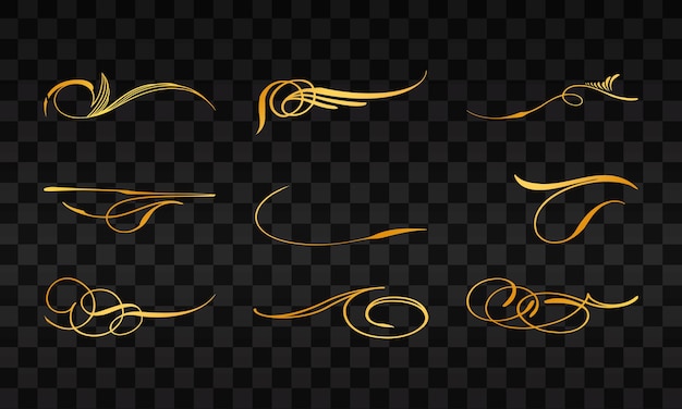 Luxury decorative underline design set on transparent background